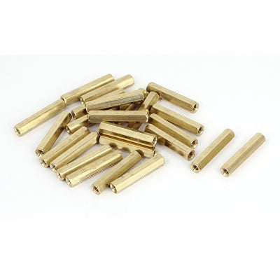 Harfington M4 x 30mm Female Thread Brass Hex Standoff Pillar Rod Spacer Coupler Nut 25pcs