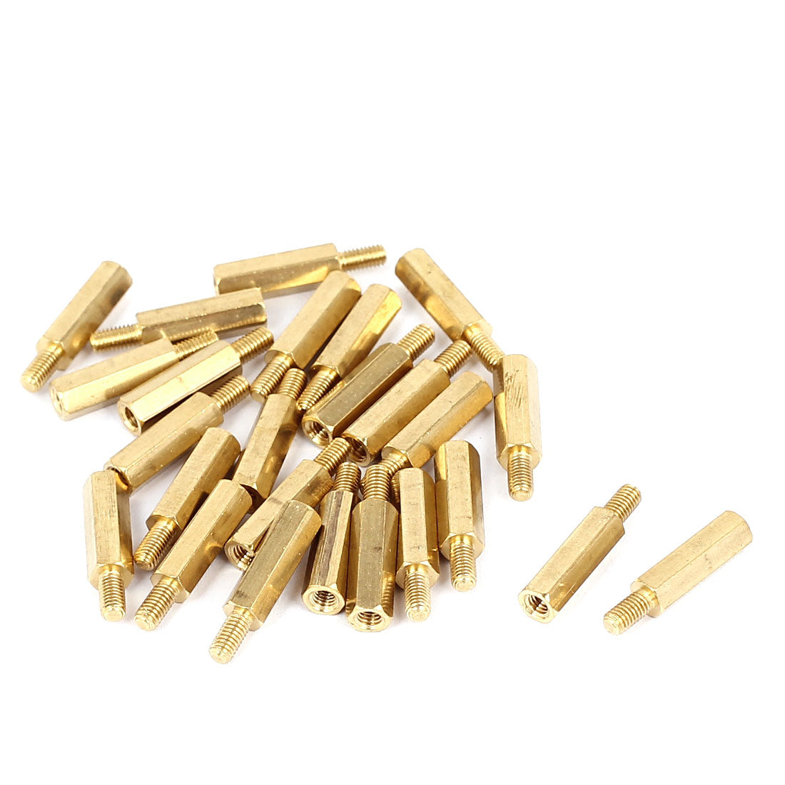 Harfington M3x15+6mm Female/Male Thread Brass Hex Standoff Pillar Spacer Coupler Nut 25pcs