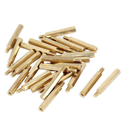 Harfington M3x25+6mm Female/Male Thread Brass Hex Standoff Pillar Spacer Coupler Nut 25pcs