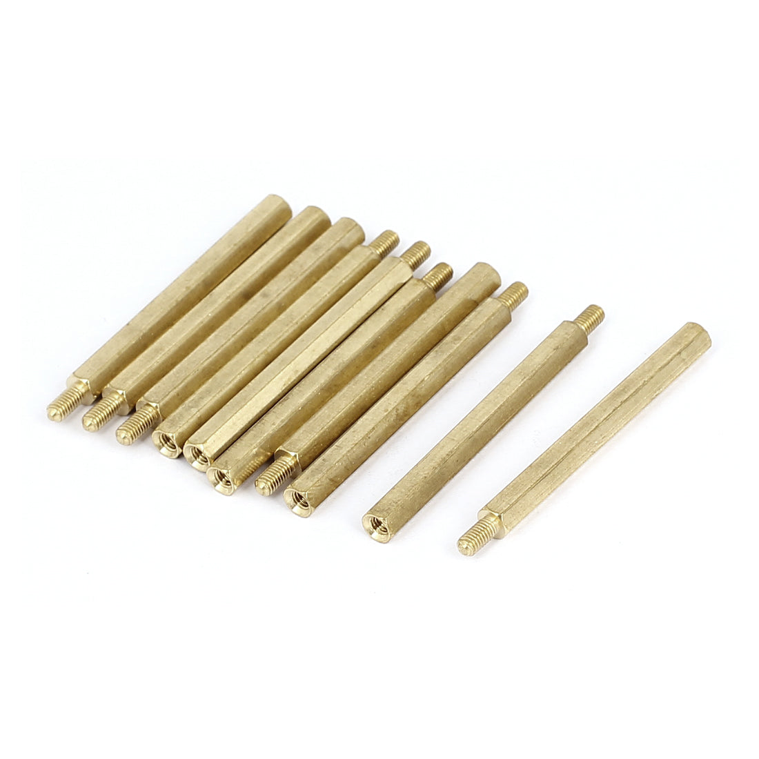 Harfington M3x45+6mm Female/Male Thread Brass Hex Standoff Pillar Spacer Coupler Nut 10pcs