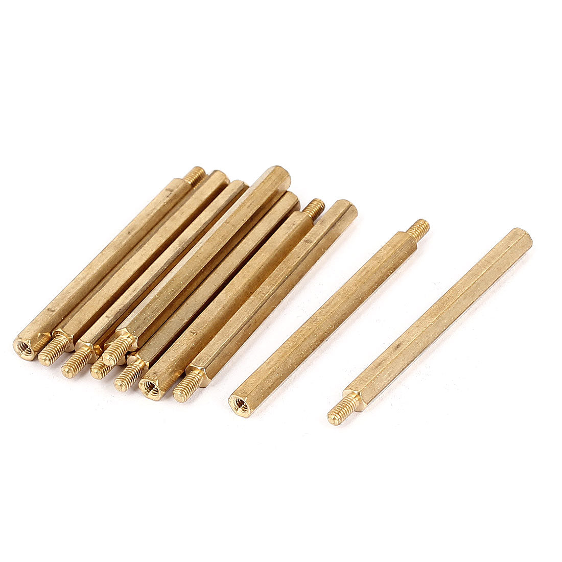 Harfington M3x50+6mm Female/Male Thread Brass Hex Standoff Pillar Spacer Coupler Nut 10pcs