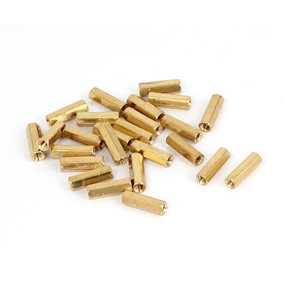 Harfington M3 x 15mm Female Thread Brass Hex Standoff Pillar Rod Spacer Coupler Nut 25pcs