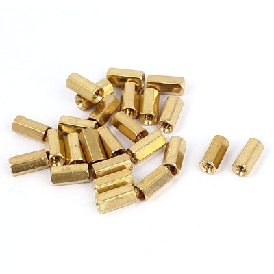 Harfington M3 x 10mm Female Thread Brass Hex Standoff Pillar Rod Spacer Coupler Nut 25pcs