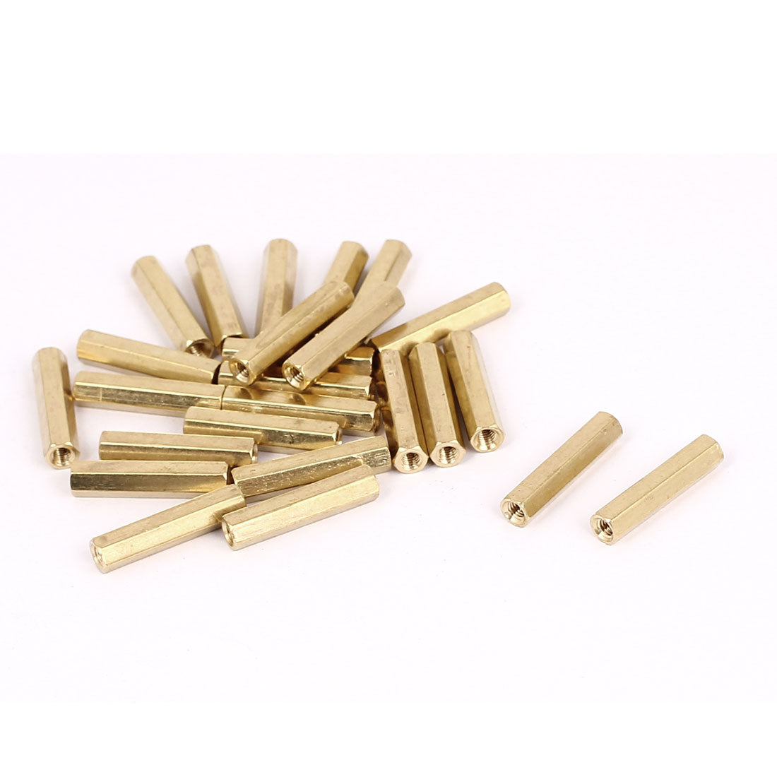 Harfington M3 x 22mm Female Thread Brass Hex Standoff Pillar Rod Spacer Coupler Nut 25pcs