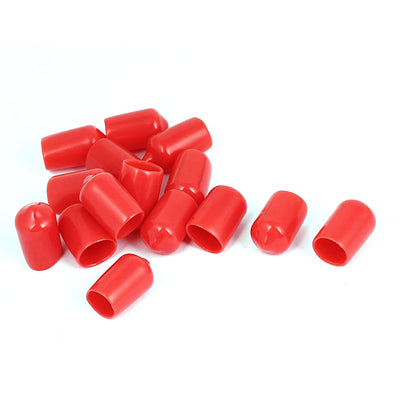Harfington 15pcs 10mm Inner Dia Red PE Insulated Vinyl End Sleeves Protector Caps Cover