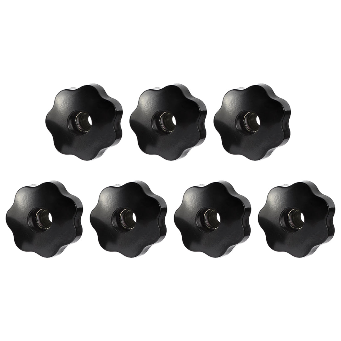 Harfington M8 Female Thread Plastic Head Screw On Clamping Nuts Knob Grip Black 5 Pcs