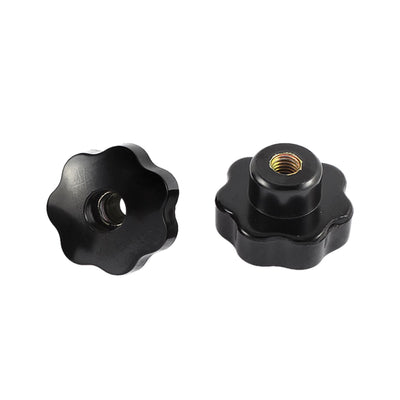 Harfington M8 Female Thread Plastic Head Screw On Clamping Nuts Knob Grip Black 5 Pcs