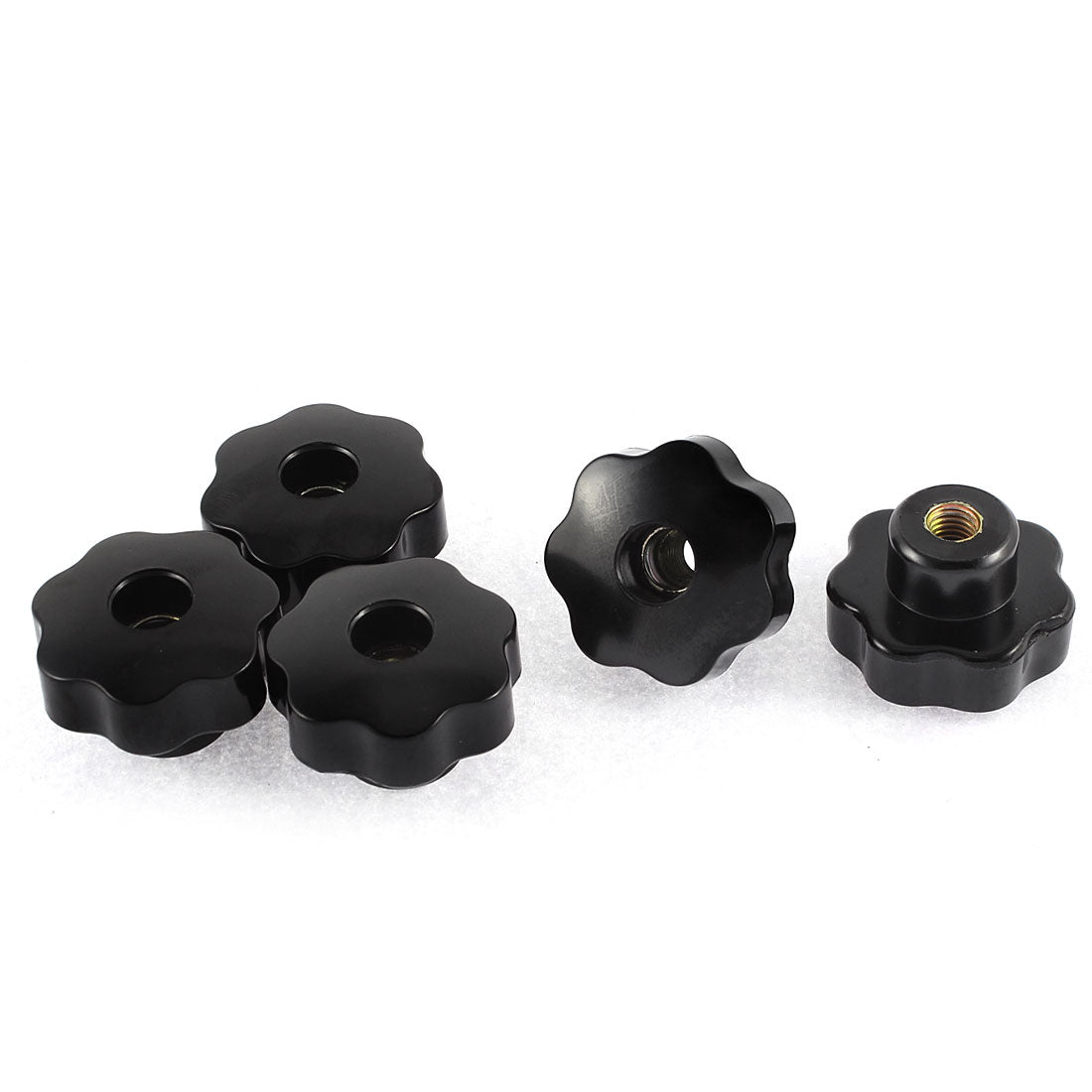 Harfington M8 Female Thread Plastic Head Screw On Clamping Nuts Knob Grip Black 5 Pcs