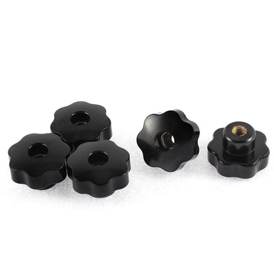 Harfington M8 Female Thread Plastic Head Screw On Clamping Nuts Knob Grip Black 5 Pcs