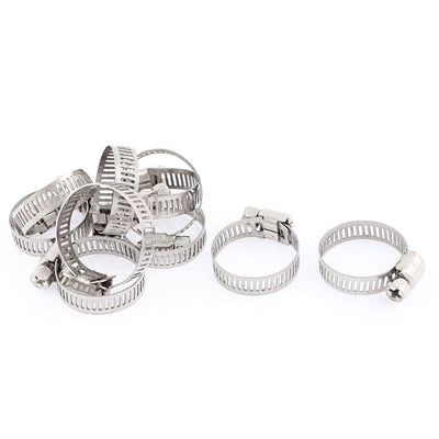 Harfington 16-25mm Range Adjustable Metal Drive Pipe Tube  Gear Hose Clamps Clips 10 Pcs