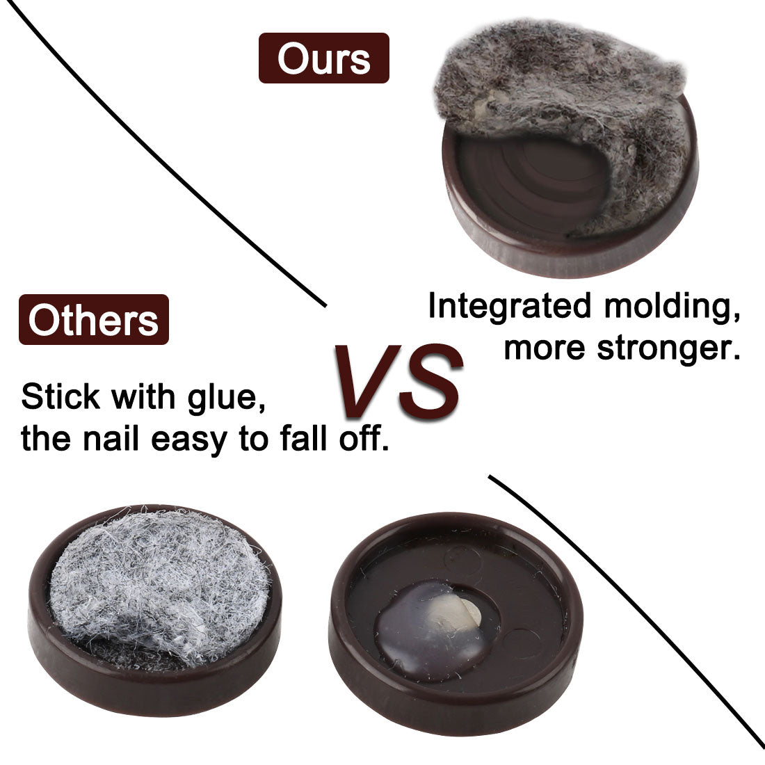 Harfington 17mm Dia Table Leg Floor Felt Pad Skid Glide Slide DIY Nail Protectors 100Pcs