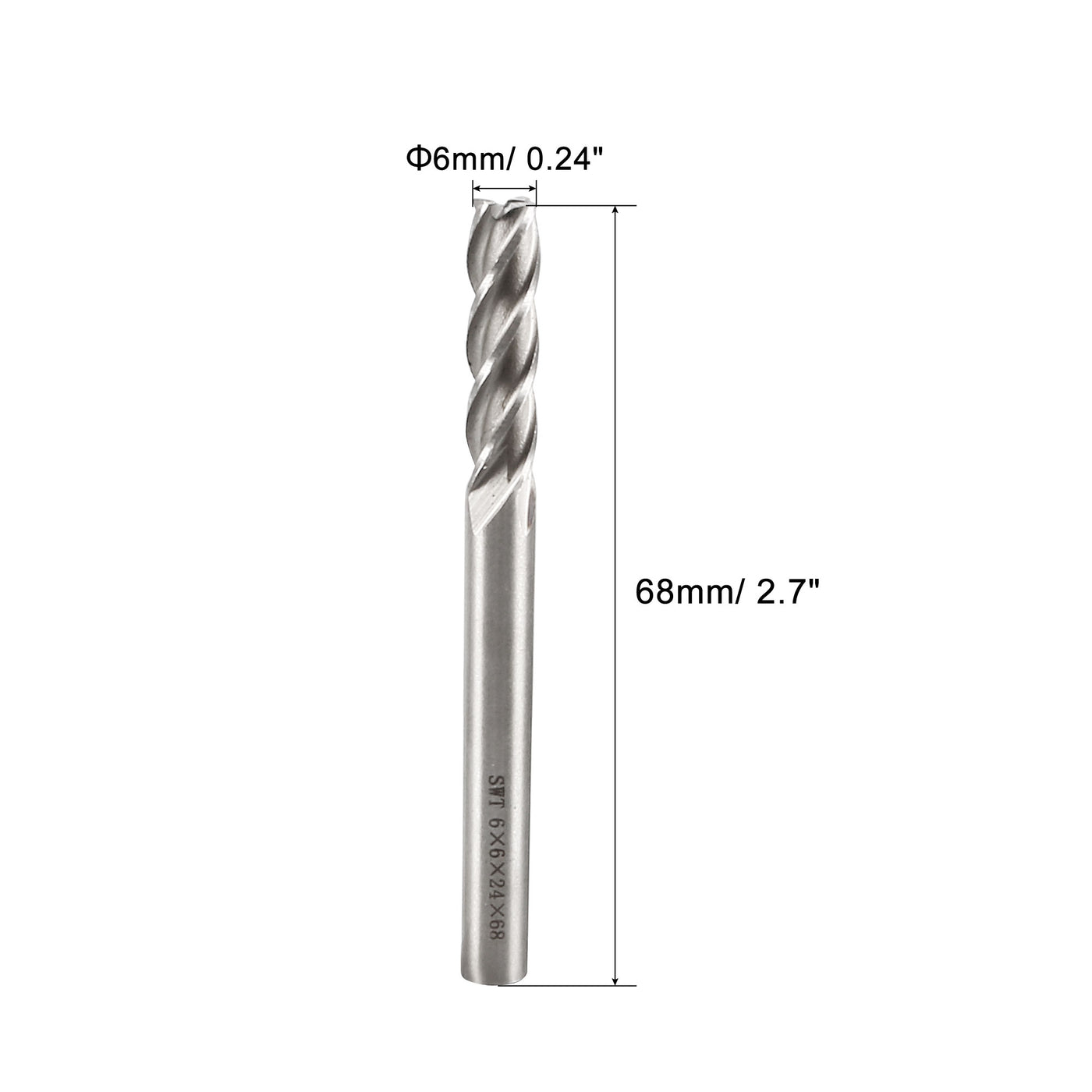 Harfington 2pcs HSS-AL CNC Straight Shank 4 Flutes End Mill Milling Machine Cutter Bits 6x6mm