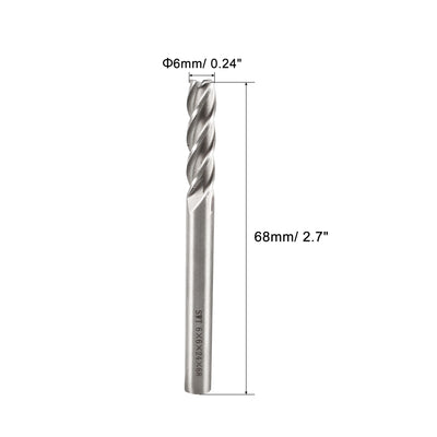 Harfington 2pcs HSS-AL CNC Straight Shank 4 Flutes End Mill Milling Machine Cutter Bits 6x6mm