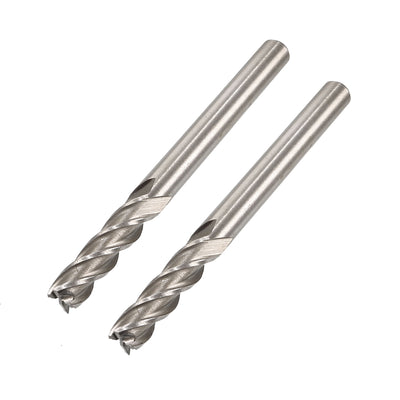 Harfington 2pcs HSS-AL CNC Straight Shank 4 Flutes End Mill Milling Machine Cutter Bits 6x6mm