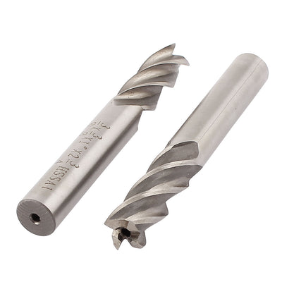 Harfington 2 Pcs HSSAL 4 Flutes Straight Shank End Mill Cutter CNC Bits 3/8" x 3/8"