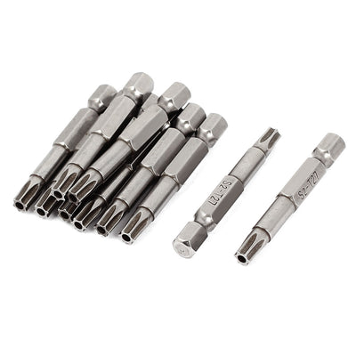 Harfington 10pcs 1/4" Hex Shank 5mm Tip T27 Magnetic S2 Steel Torx Security Screwdriver Bits 6 Angels  Electroplated