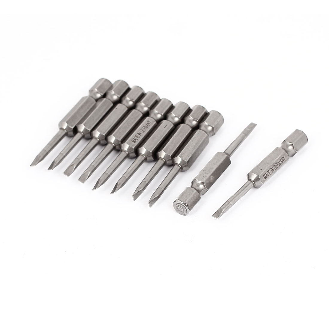 Harfington 1/4" Hex Shank 2.5mm Flat Head Magnetic Slotted Screwdriver Bits 10Pcs