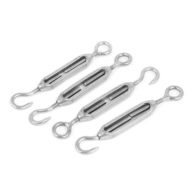 Harfington M4 4mm Thread Adjustable Stainless Steel Eye Hook Turnbuckle 4pcs