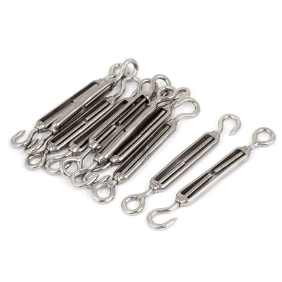 Harfington M5 3/16" Thread Adjustable Stainless Steel Eye Hook Turnbuckle 10pcs