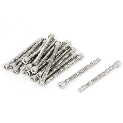 Harfington 20 Pcs 54mm Long 4mmx50mm Stainless Steel Hex Socket Head Cap Screws 0.7mm Pitch