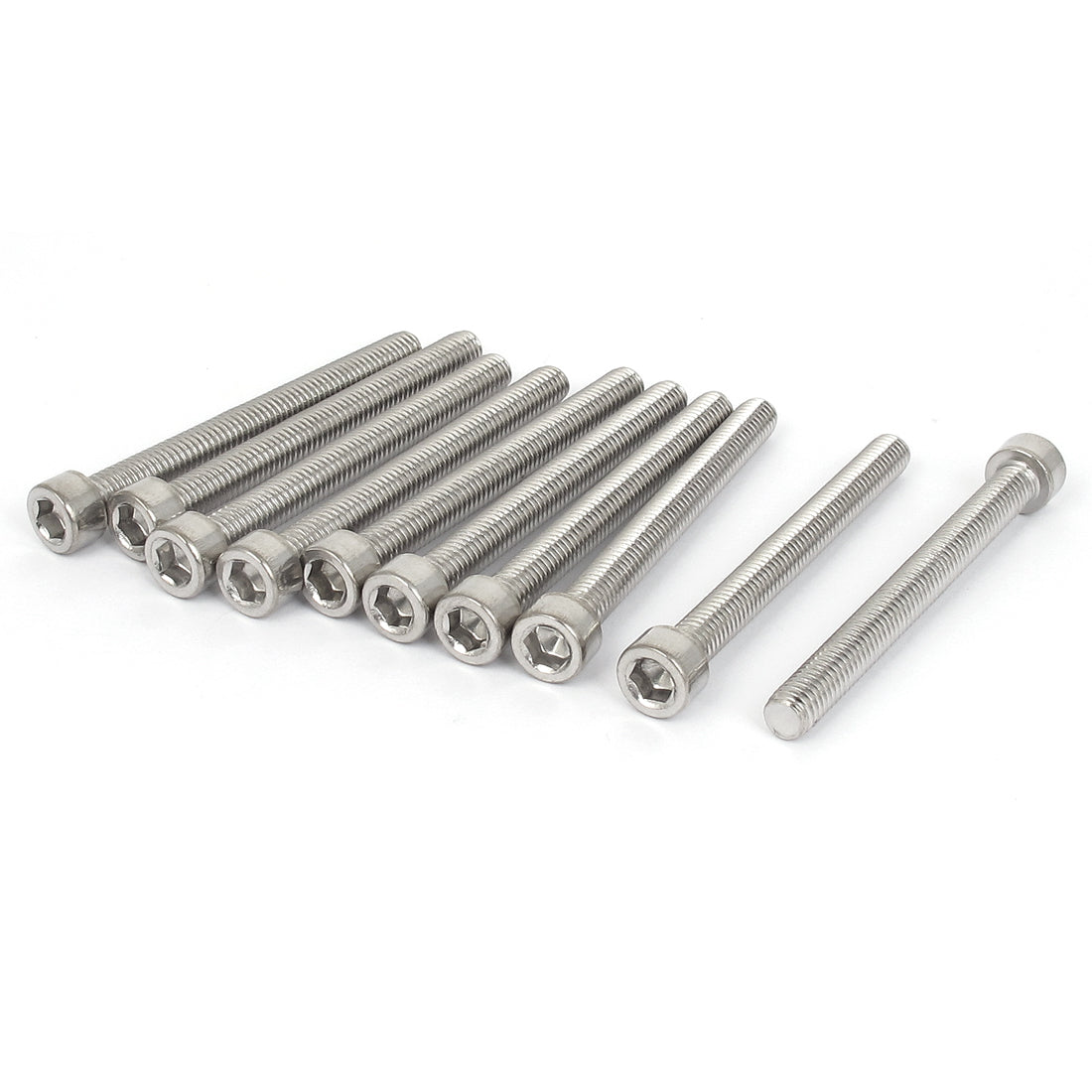 Harfington 10 Pcs 65mm Long 6mmx60mm Stainless Steel Hex Socket Head Cap Screws 1.0mm Pitch