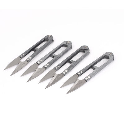 Harfington Metal Grip Thread Fishing Line Sewing Yarn Scissor Cutter Snipper Gray 4Pcs