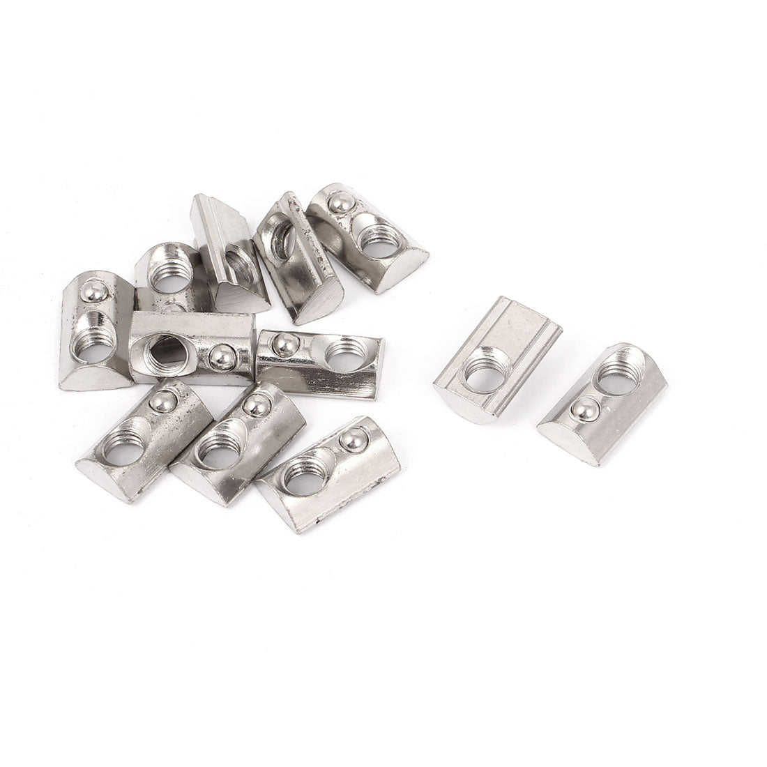 Harfington 12pcs M8 30 Series Metal Half Round Roll in T-slot Spring Nut w Ball