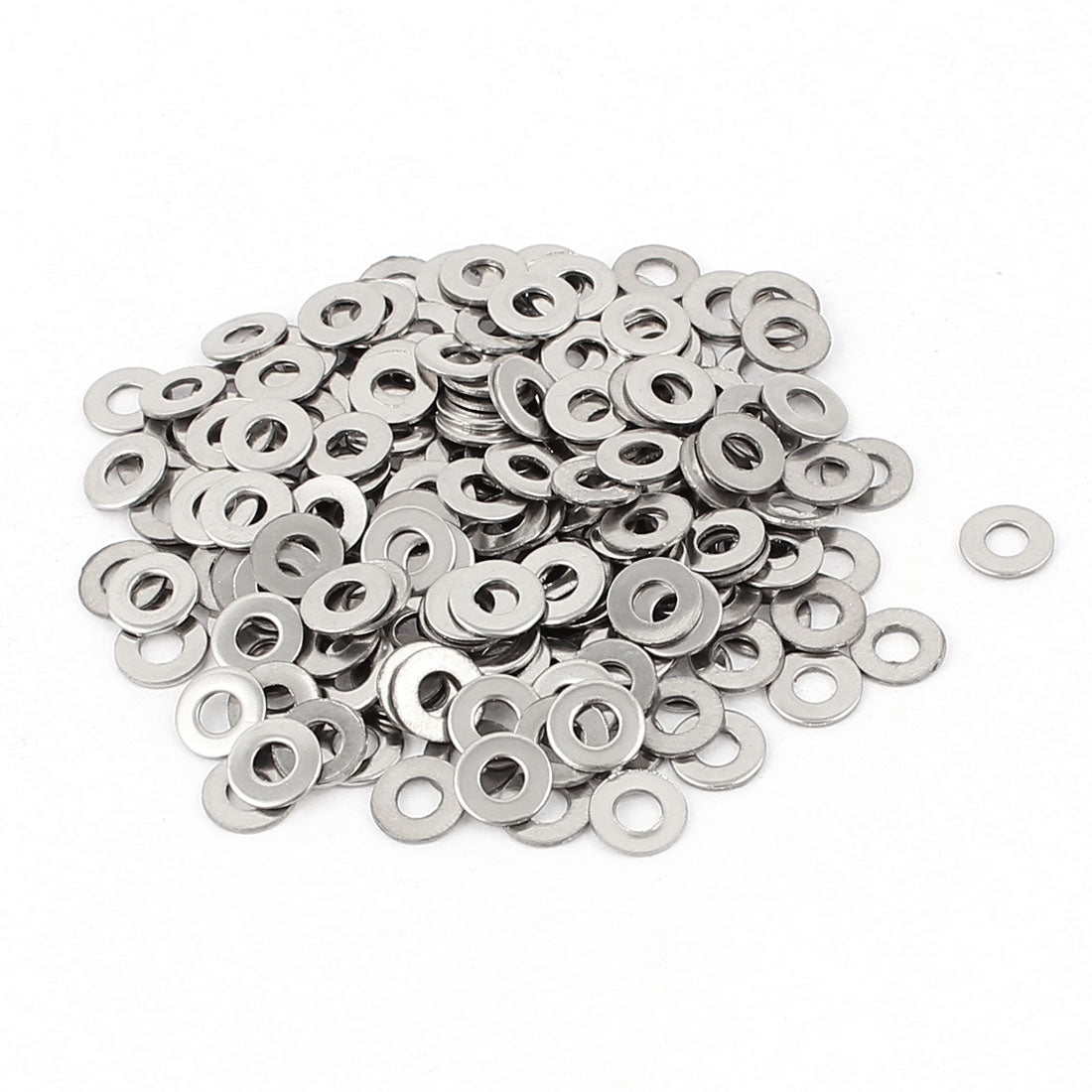 Harfington 200pcs 304 Stainless Steel M3 Flat Washers Spacers Gasket Silver Tone