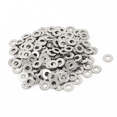 Harfington 200pcs 304 Stainless Steel M3 Flat Washers Spacers Gasket Silver Tone