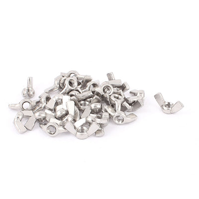 Harfington 30pcs 304 Stainless Steel M5 Thread Knob Screw Wing Nut for Rod Clamp