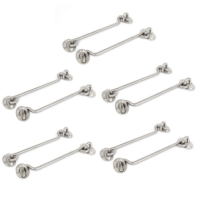 Harfington 150mm 6" Stainless Steel Cabin Hook Eye Catch Shed Gate Door Latch Holder 10pcs