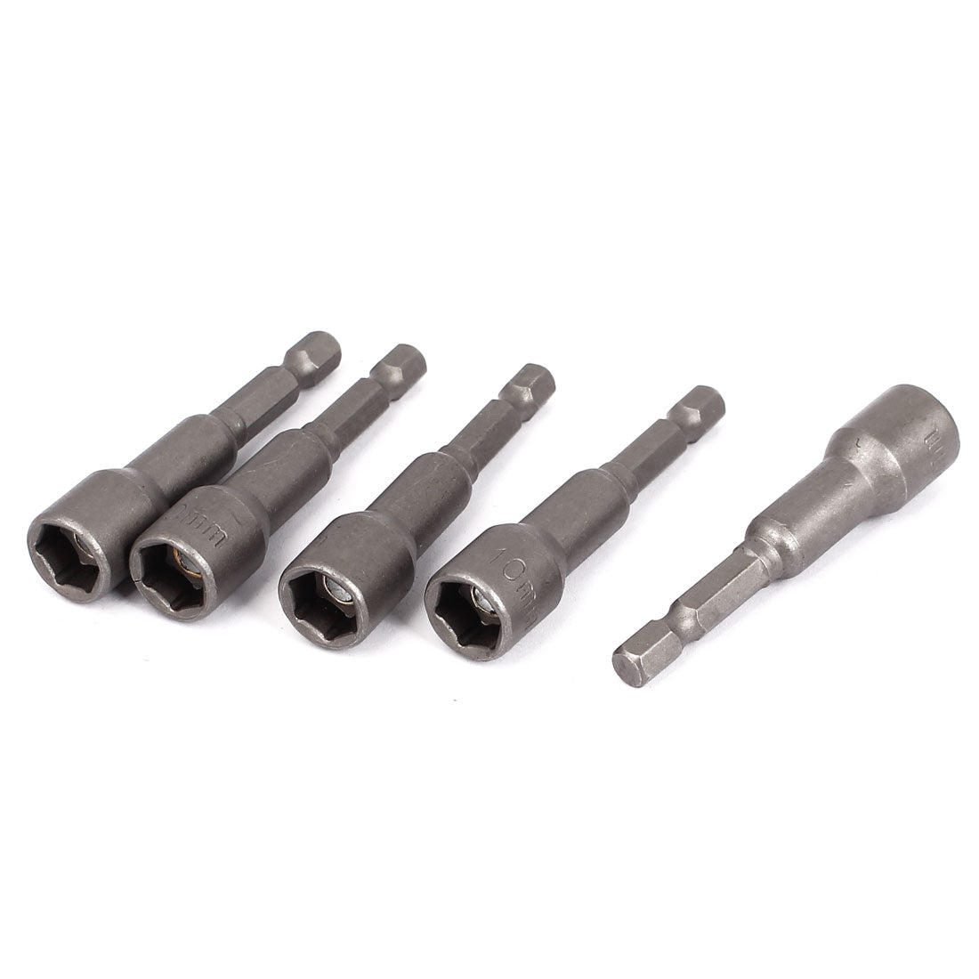 Harfington 65mm Long 1/4" Hex Shank 10mm Socket Adapter Magnetic Nut Driver Bit Setter 5pcs