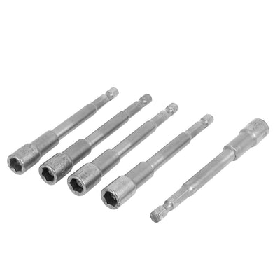 Harfington 100mm Long 1/4" Hex Shank Magnetic Nut Driver Bit Setter Socket Adapter 8mm 5pcs