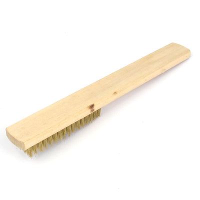 Harfington Wooden Handle 6 Row Brass Wire Cleaning Polishing Scratch Brush 21cm Long