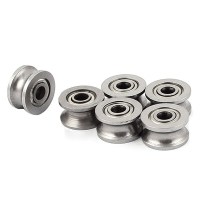 Harfington 13mm x 4mm x 7mm Seal Ball Track Roller Guide Groove Bearing Silver Tone 6Pcs