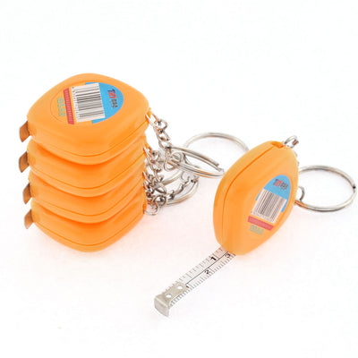 Harfington Plastic Case Split Ring Retractable Metric Ruler Tape 1M 3Ft Orange 5 Pcs