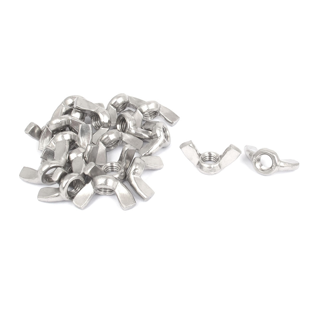Harfington M8 Female Thread Dia 304 Stainless Steel Wingnut Butterfly Wing Nuts 20Pcs