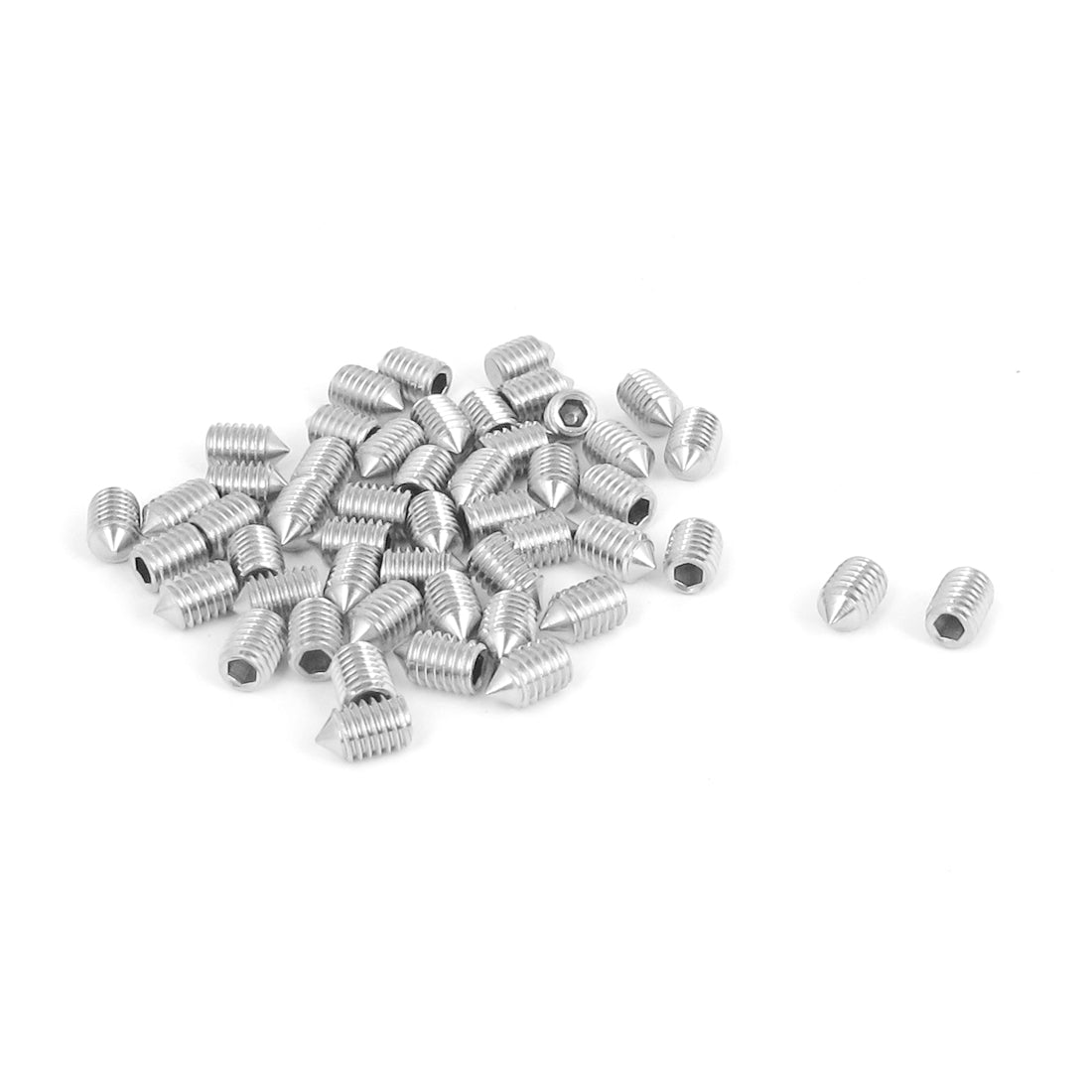 Harfington M5x8mm 304 Stainless Steel Cone Point Hexagon Socket Grub Screws 50pcs
