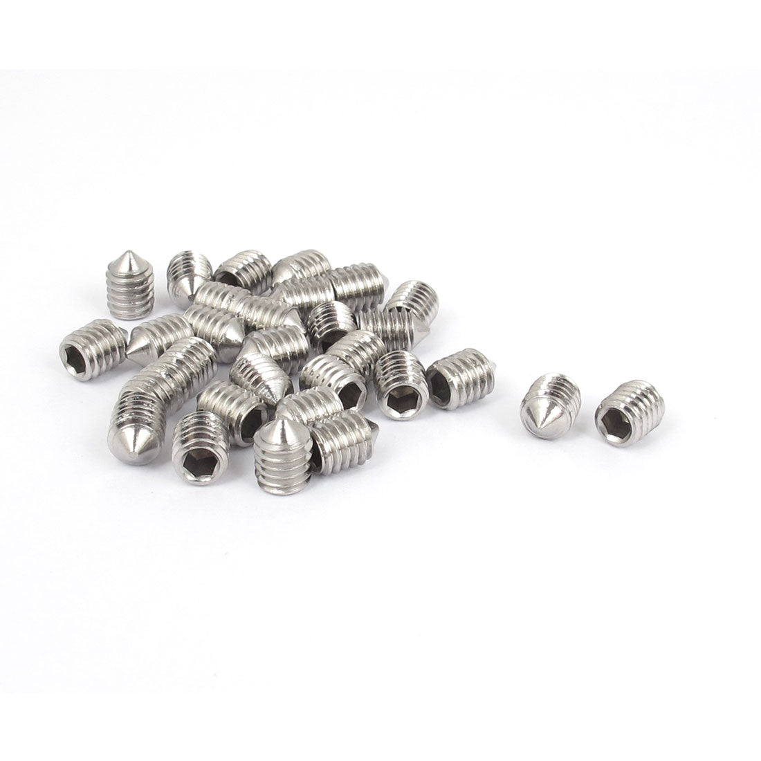 Harfington M6x8mm 304 Stainless Steel Cone Point Hexagon Socket Grub Screws 30pcs