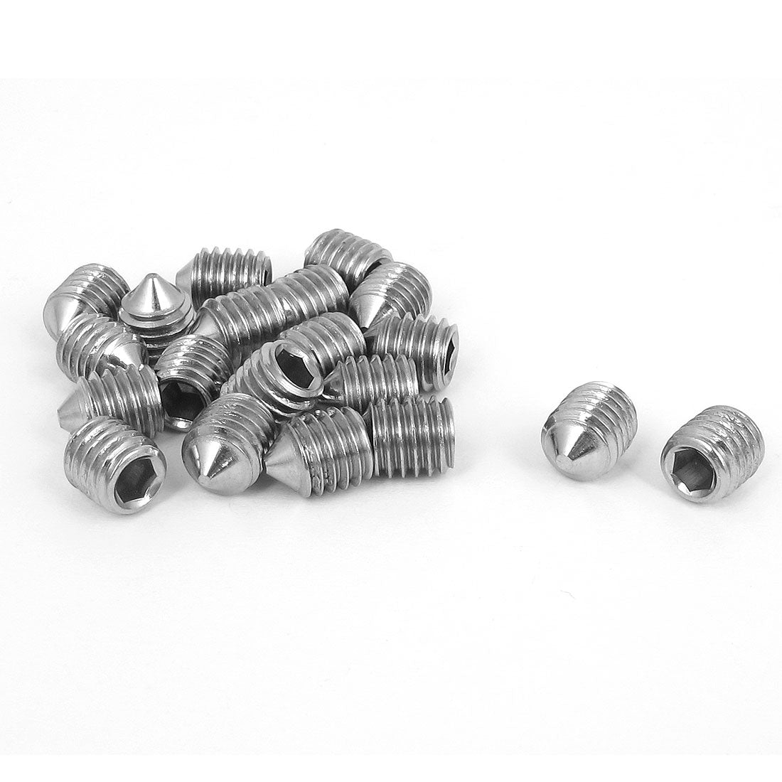 Harfington M8x10mm 304 Stainless Steel Cone Point Hexagon Socket Grub Screws 20pcs