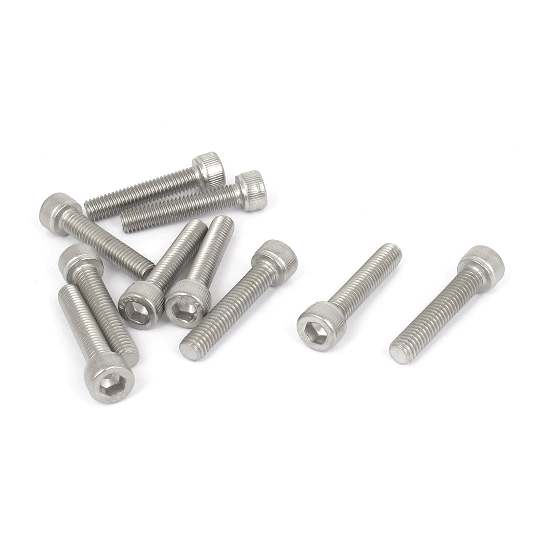 Harfington M6x30mm Thread 304 Stainless Steel Hex Key Bolt Socket Head Cap Screws 1mm Thread Pitch 10pcs