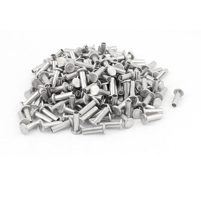 Harfington 200 Pcs M5 x 16mm Aluminum Flat Head Semi-Tubular Rivets Silver Tone
