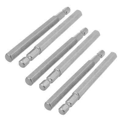 Harfington 1/4" Shank 8mm Hexagon Head 100mm Long Magnetic Screwdriver Bit 6pcs
