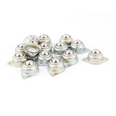 Harfington 14pcs 2 Holes Flange Ball Transfer Unit Mounted Bearings Silver Tone