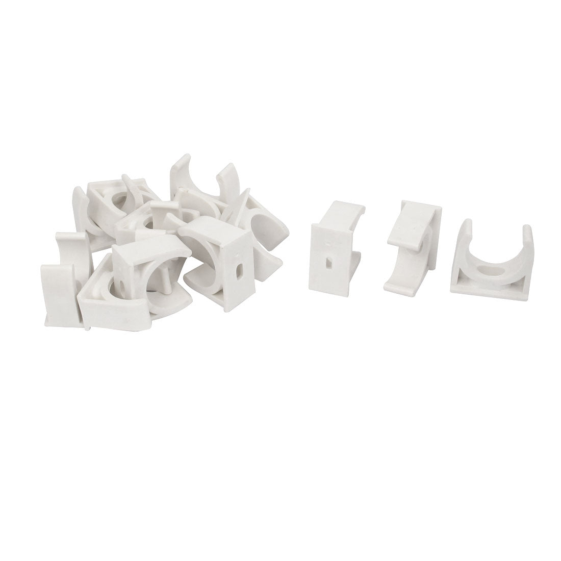 Harfington 14pcs 25mm Diameter White PVC Water Tube Pipe Hose Fitting Clamps Snap in Type Clips