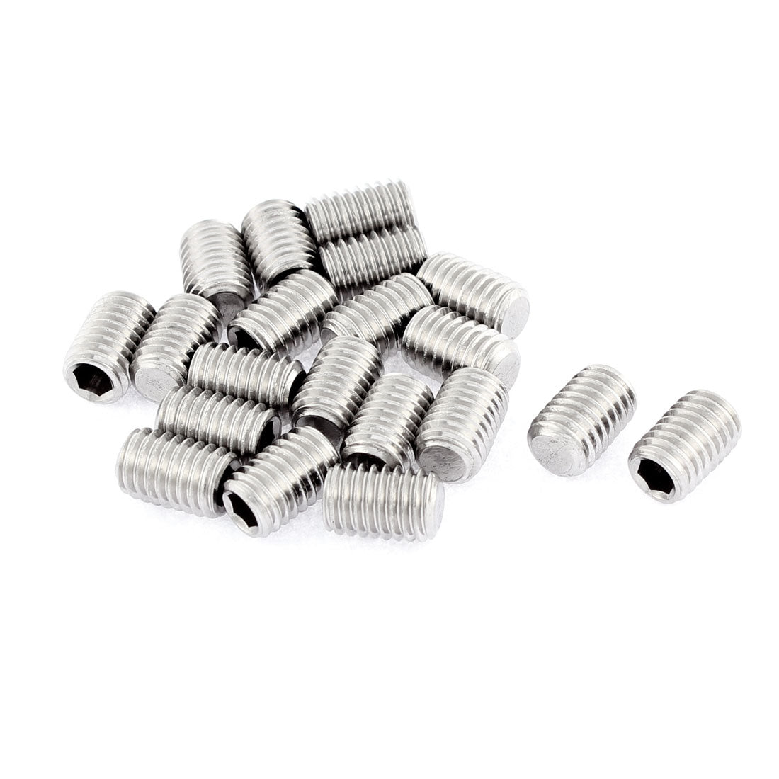 Harfington M8x12mm 1.25mm Pitch Stainless Steel Hex Socket Set Flat Point Grub Screws 20pcs