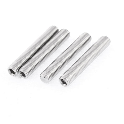 Harfington M8x50mm 1.25mm Pitch Stainless Steel Hex Socket Set Flat Point Grub Screws 4pcs
