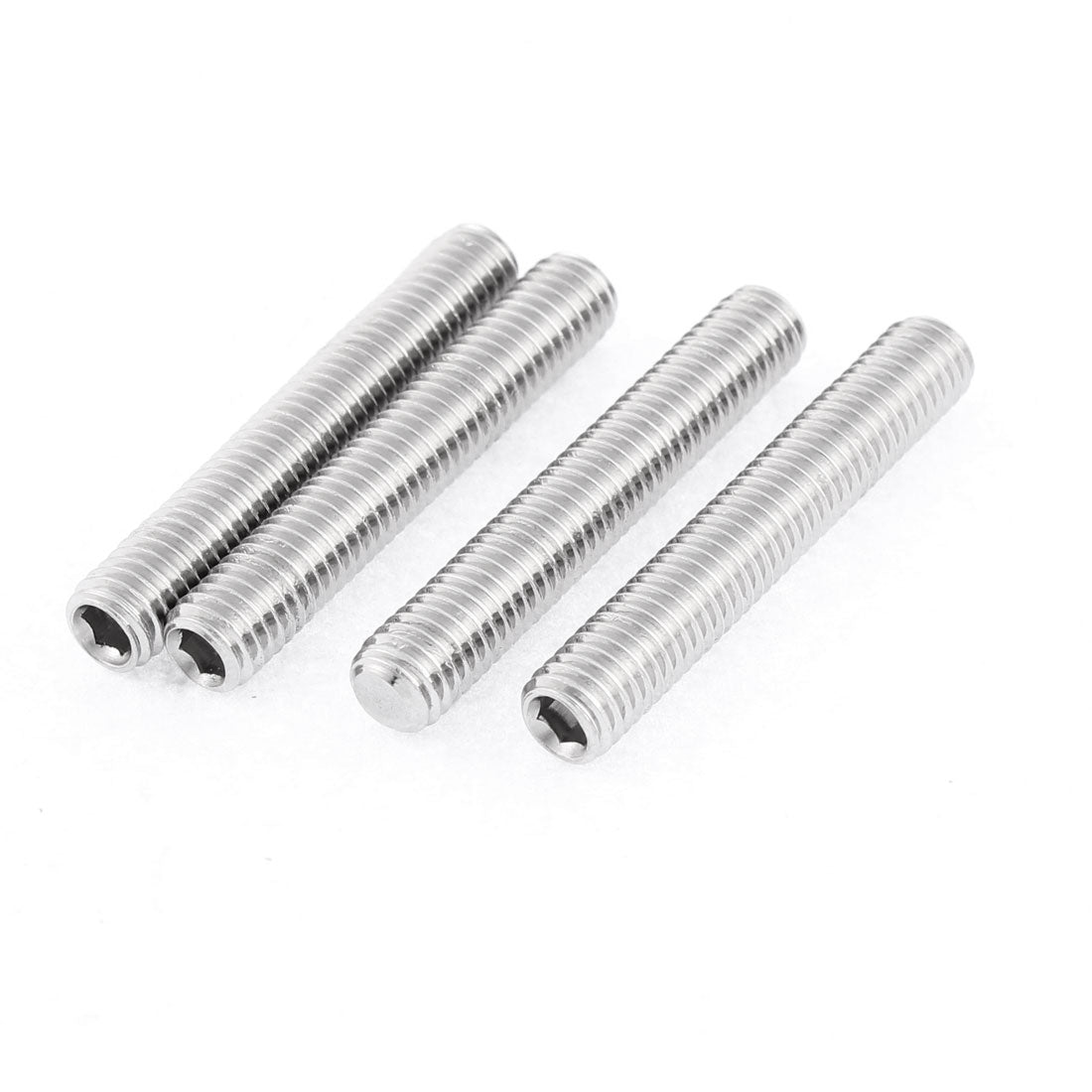 Harfington M8x50mm 1.25mm Pitch Stainless Steel Hex Socket Set Flat Point Grub Screws 4pcs