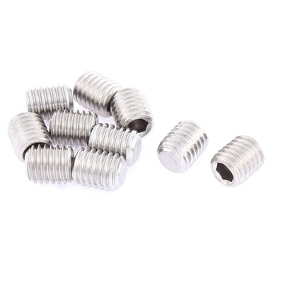 Harfington M10x12mm 1.5mm Pitch Stainless Steel Hex Socket Set Flat Point Grub Screws 10pcs