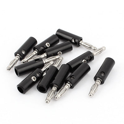Harfington 12Pcs Black 4mm Wire Cable Audio Banana Male Connectors for Speaker Amplifier Binding Post Test Probes